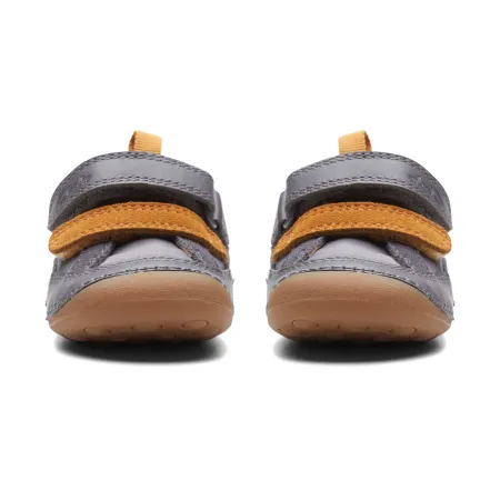UK 4 Grey and Orange Tiny Fawn Velcro Sneaker
