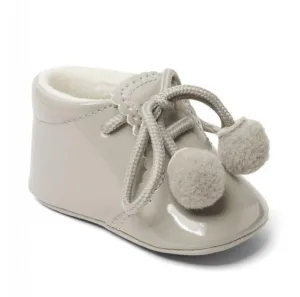 Unisex Grey Baby Sevva Joe Pom Pom Tie Booties