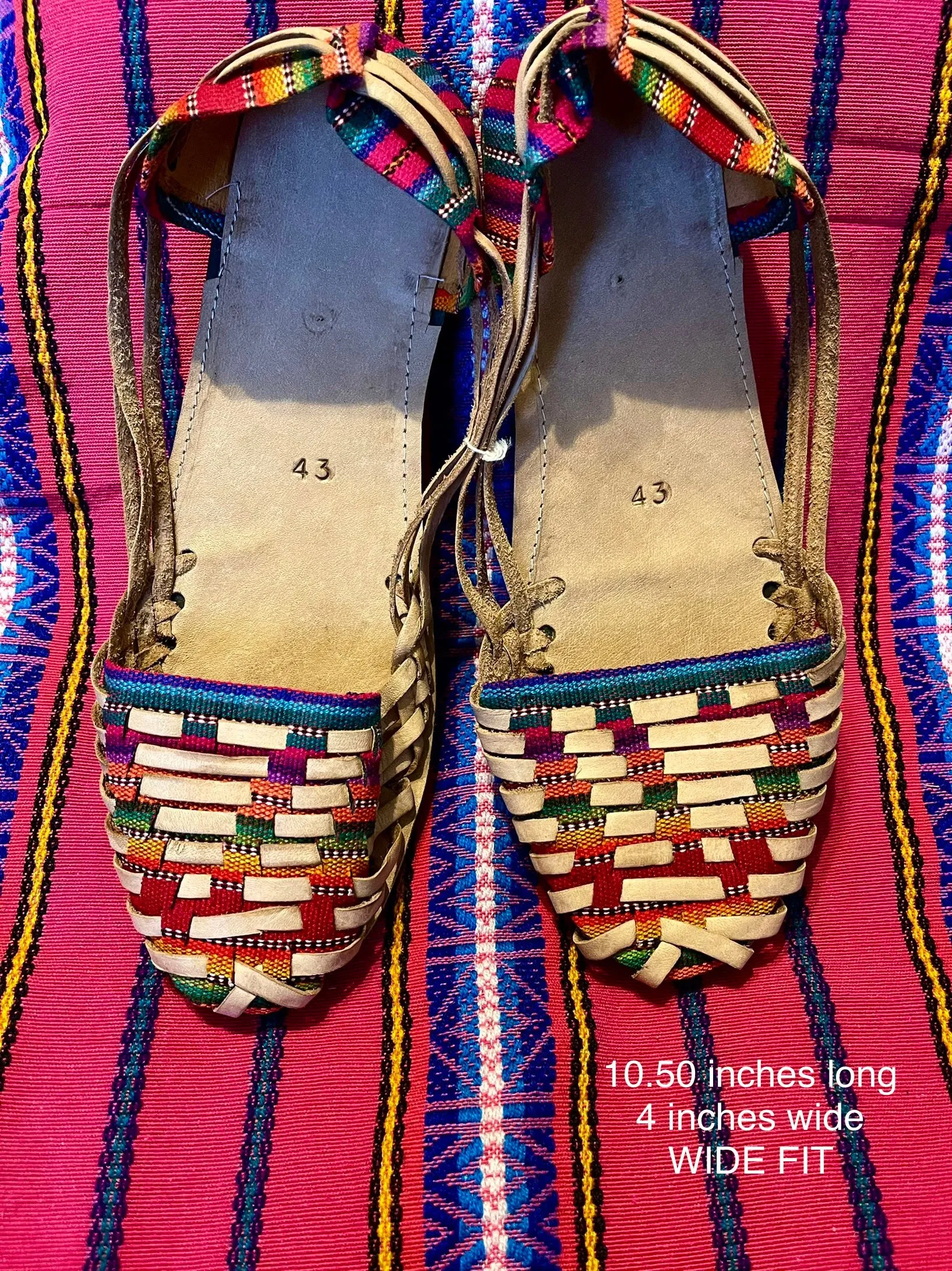US 10.5/11 WIDE FIT-Handmade Colorful Leather Huarachas-  CLICK FOR MORE STYLES