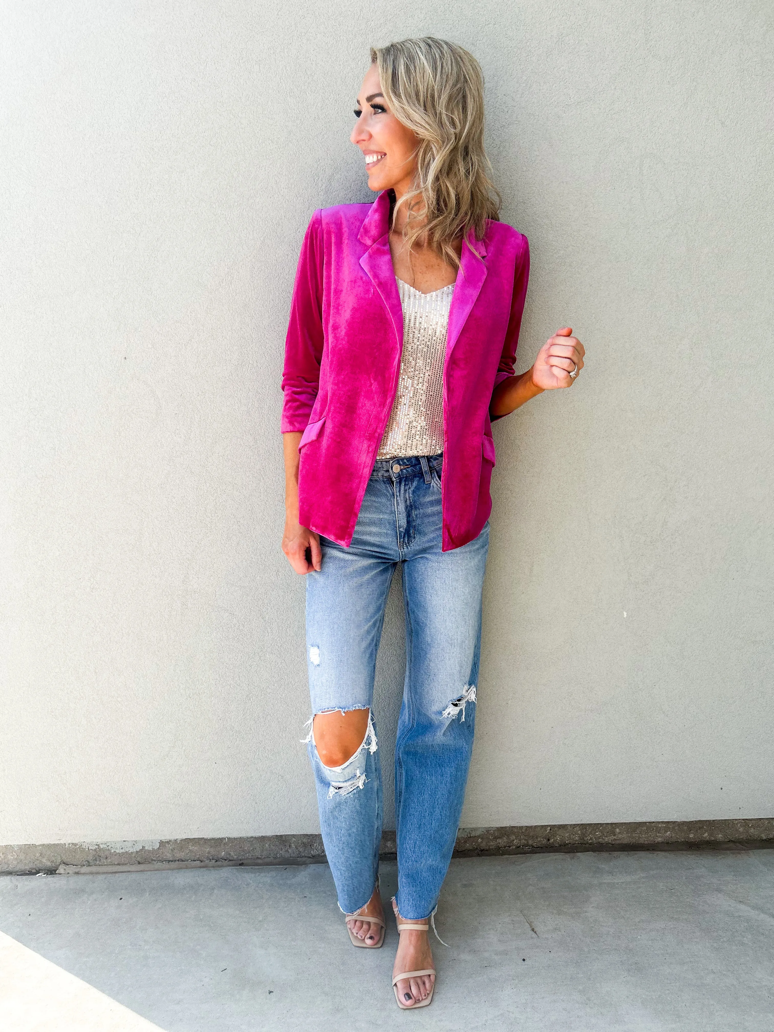 VERVET Jodie 90s Flare Distressed Denim Jeans