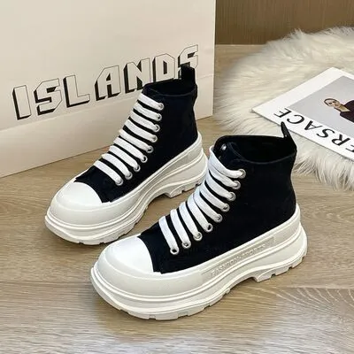 Vetersluitende canvas platform sneakers