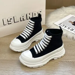 Vetersluitende canvas platform sneakers
