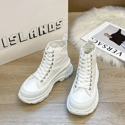 Vetersluitende canvas platform sneakers