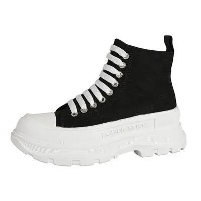 Vetersluitende canvas platform sneakers
