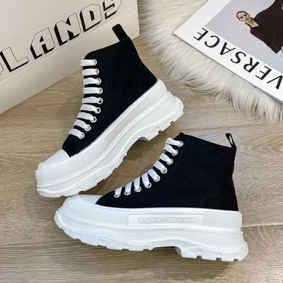 Vetersluitende canvas platform sneakers