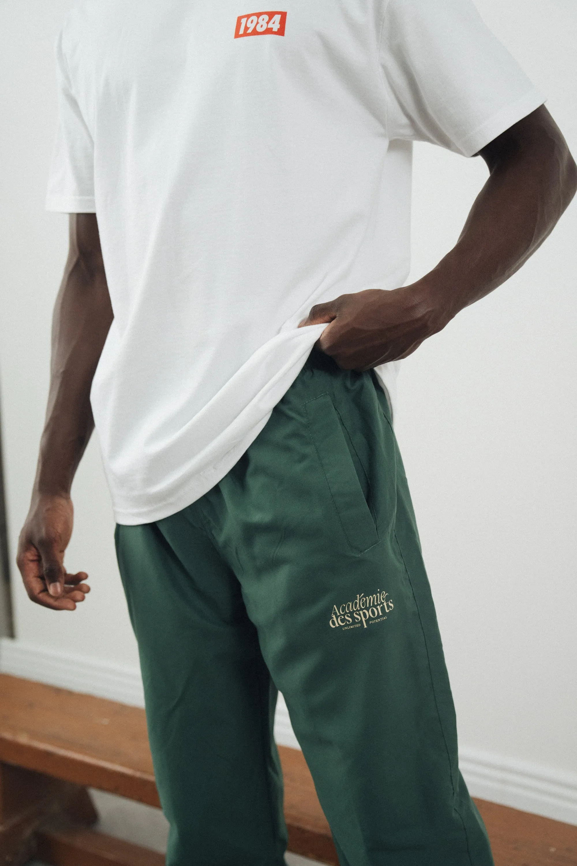 Vice 84 'Académie Des Sports Script' Nylon Trackpants - Green
