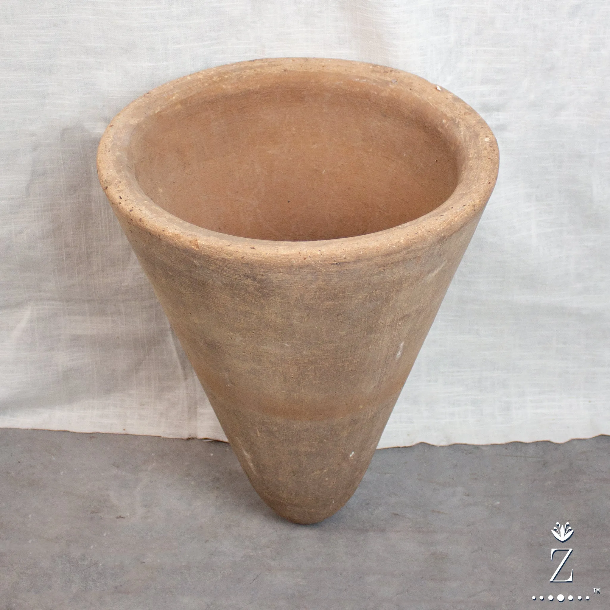 Vintage Cone Planter, with Iron Stand. Plantable pot, Handmade.
