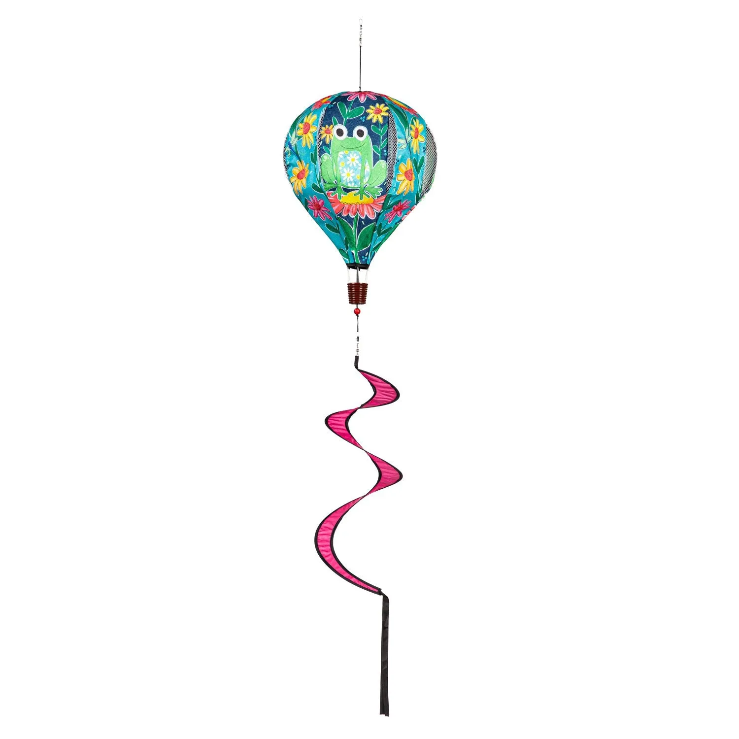 Welcome Friends Frog Burlap Balloon Spinner,45bb612