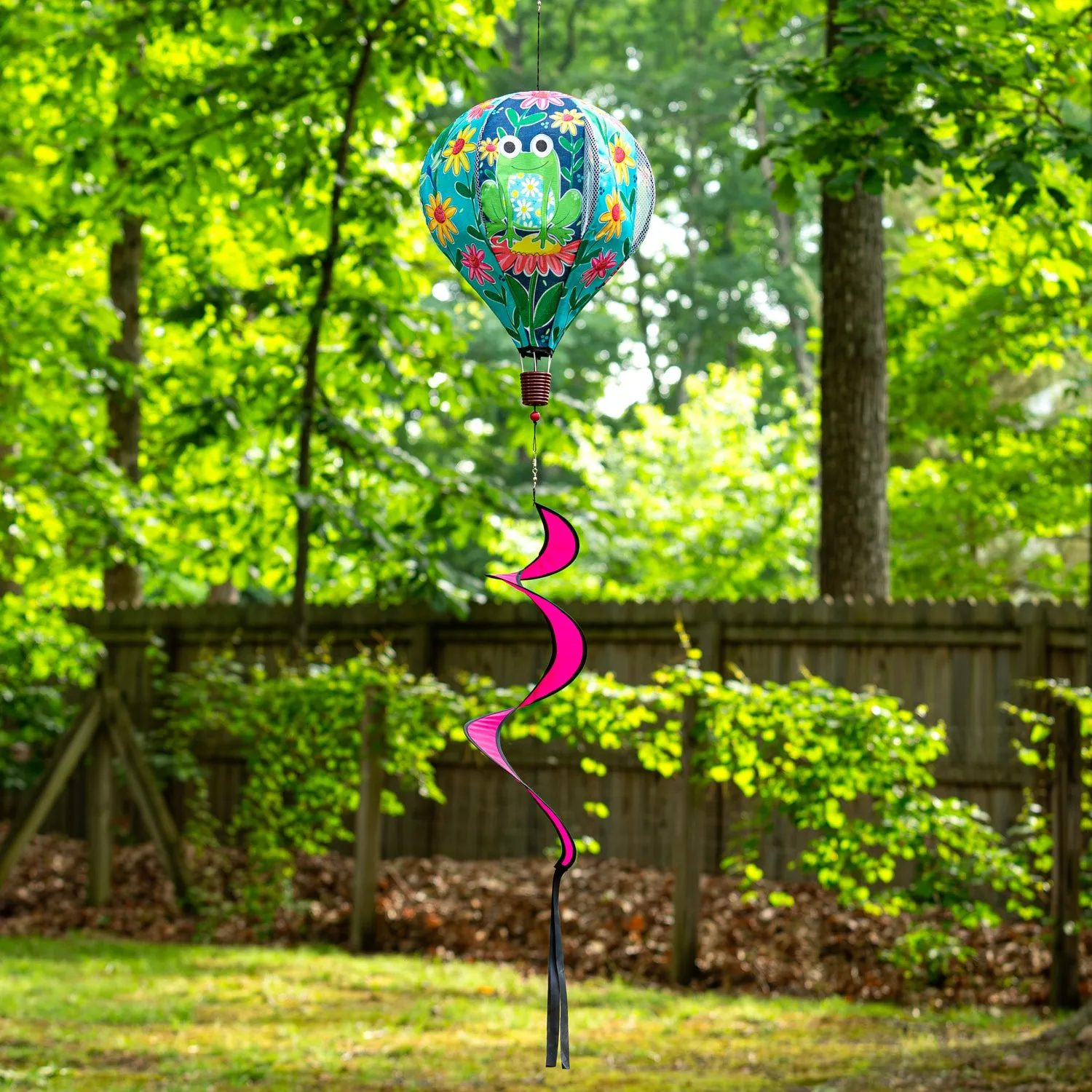 Welcome Friends Frog Burlap Balloon Spinner,45bb612