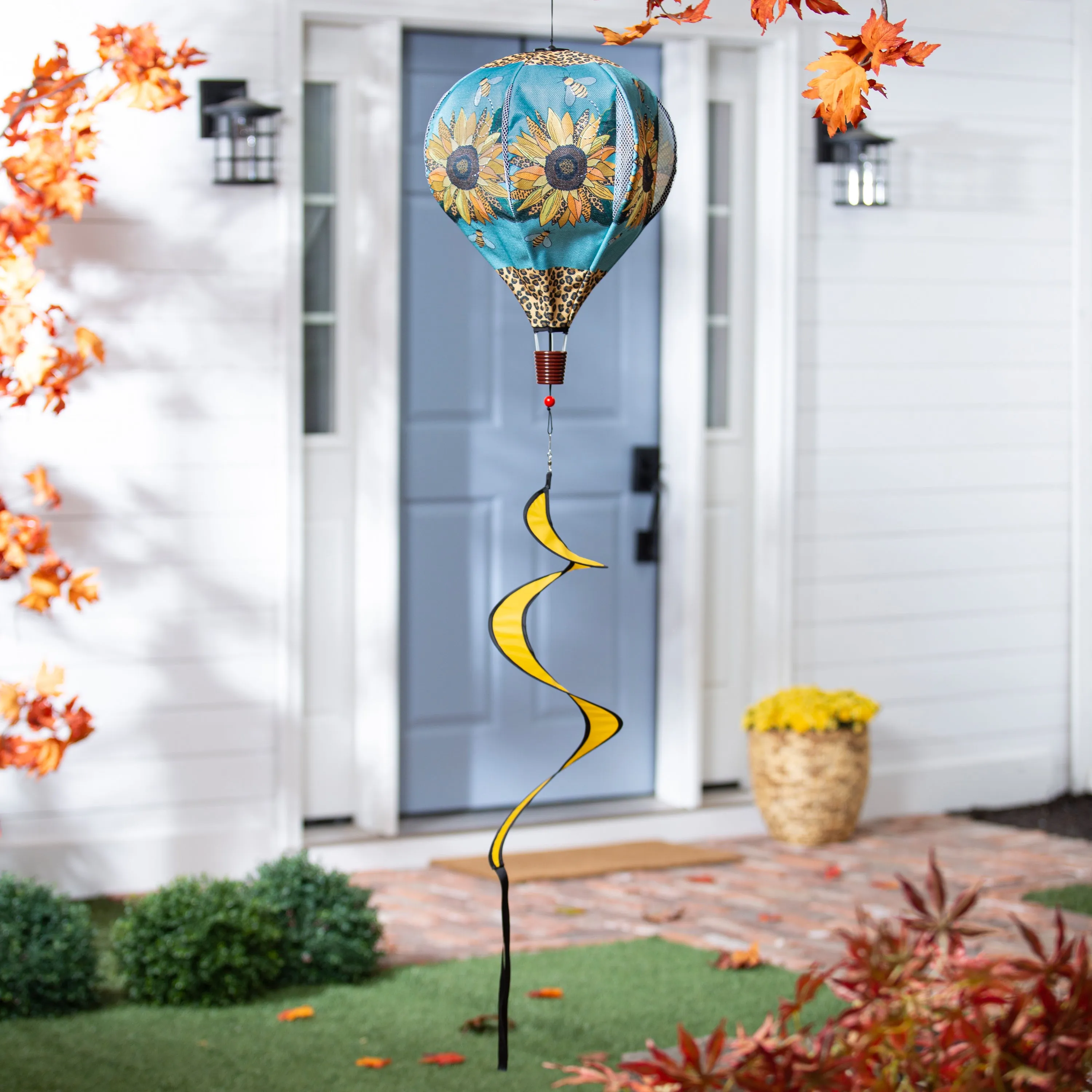 Welcome Friends Leopard Sunflower Burlap Balloon Spinner,45bb640