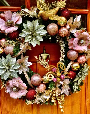 Winter Glam Wreath With Lights 26 "