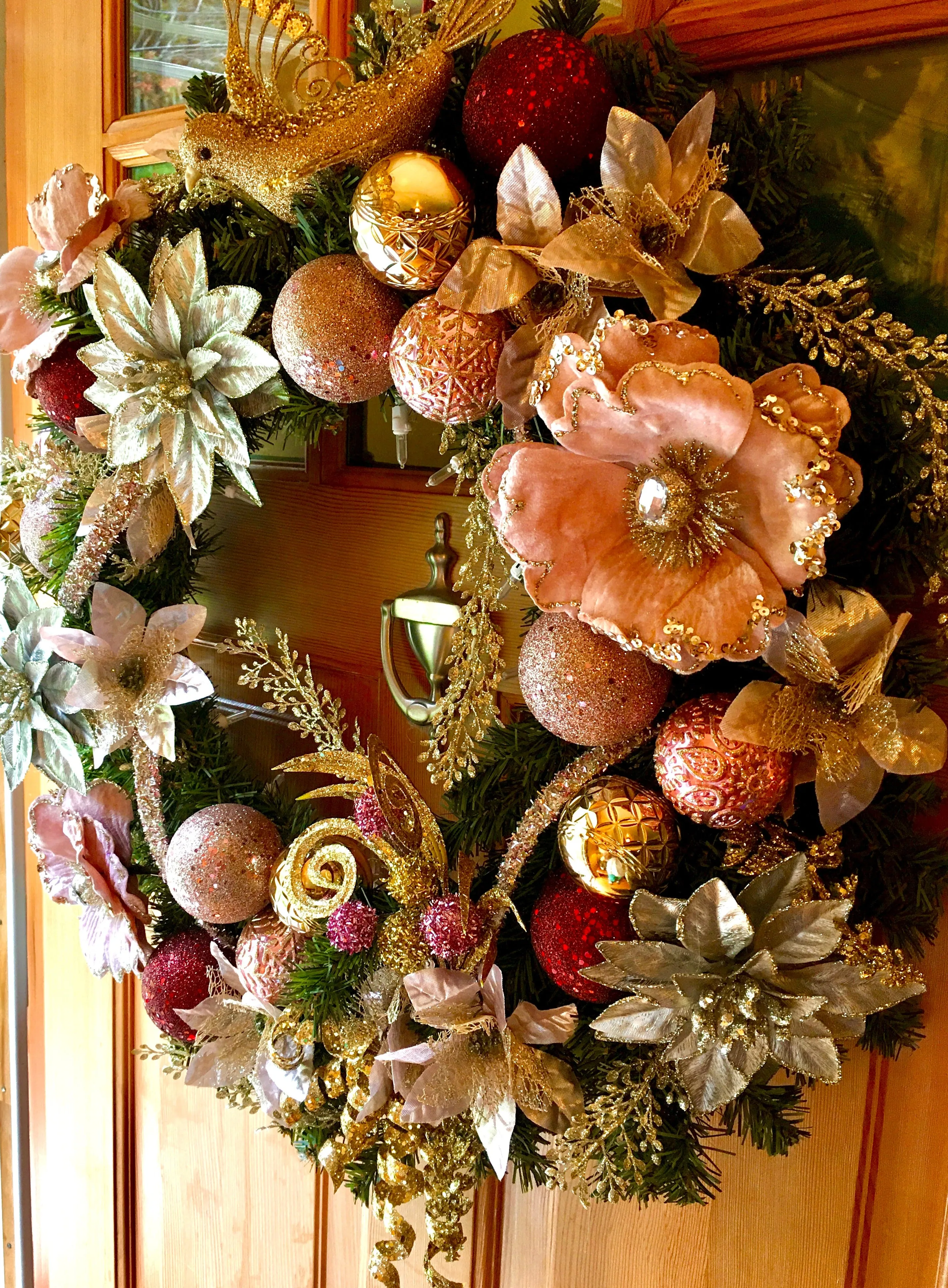 Winter Glam Wreath With Lights 26 "