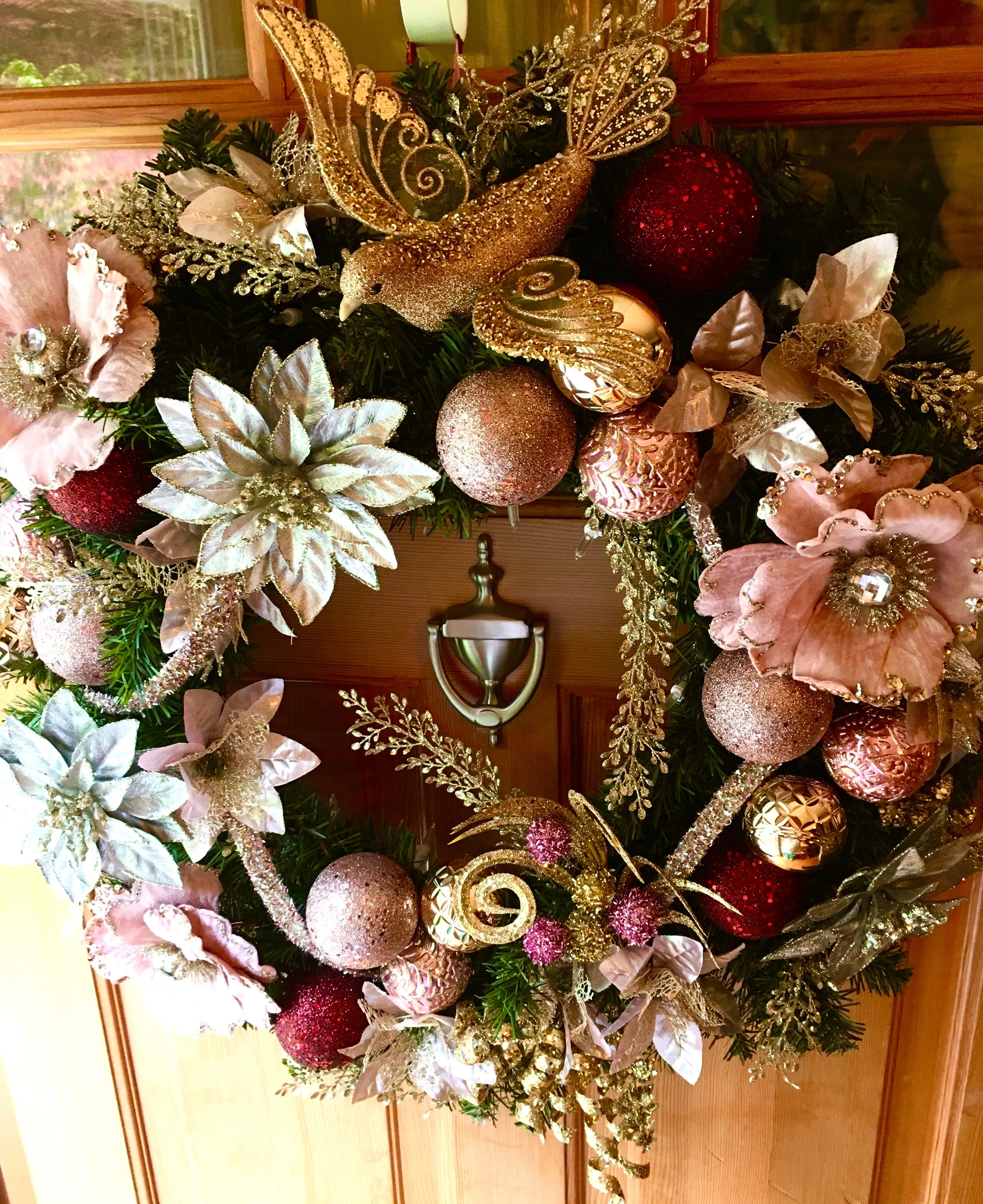 Winter Glam Wreath With Lights 26 "