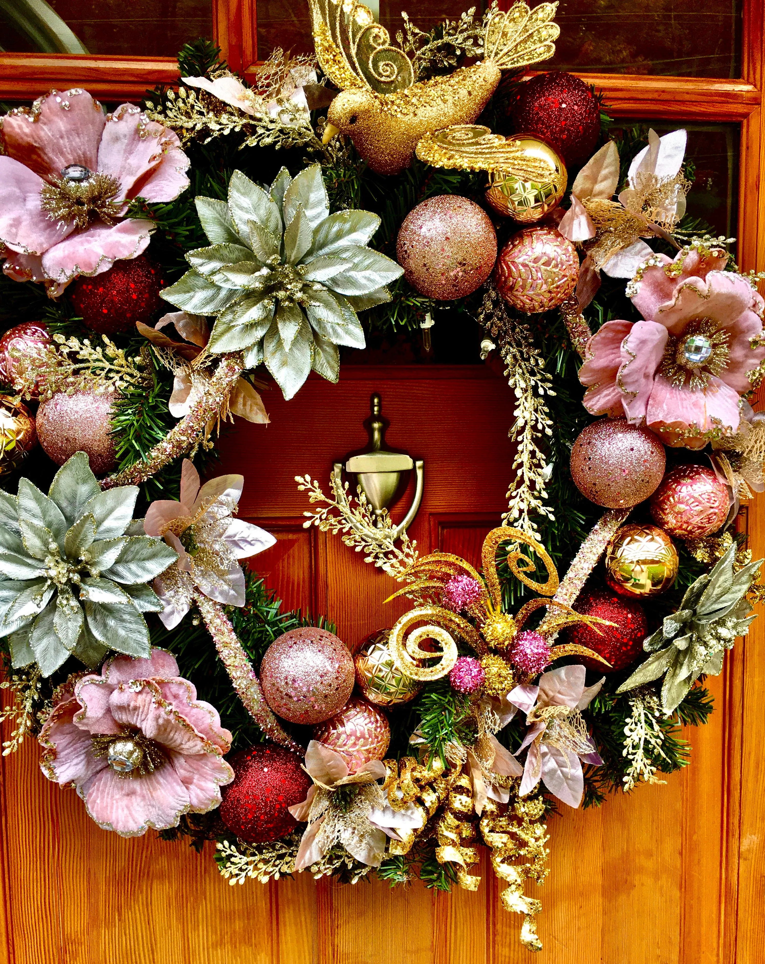 Winter Glam Wreath With Lights 26 "