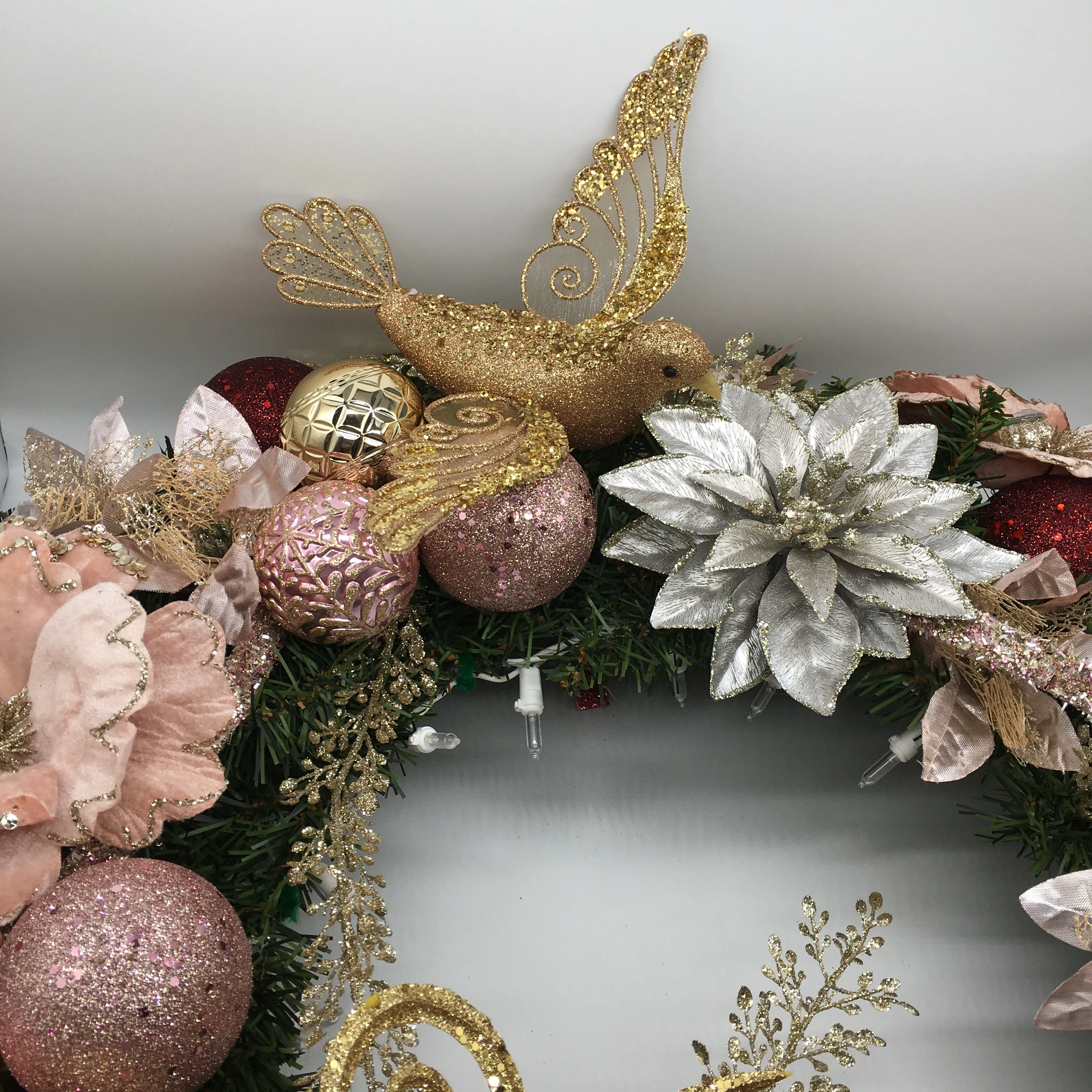 Winter Glam Wreath With Lights 26 "