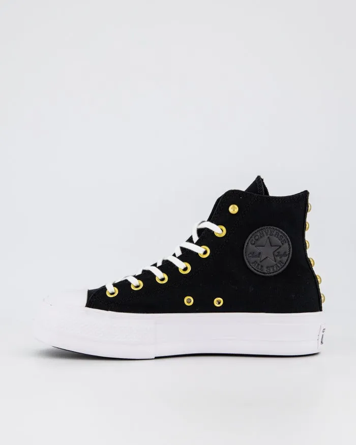 Womens Chuck Taylor All Star Lift Studded High Top | Black/Gold