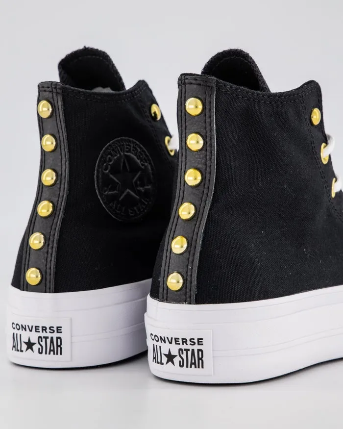 Womens Chuck Taylor All Star Lift Studded High Top | Black/Gold