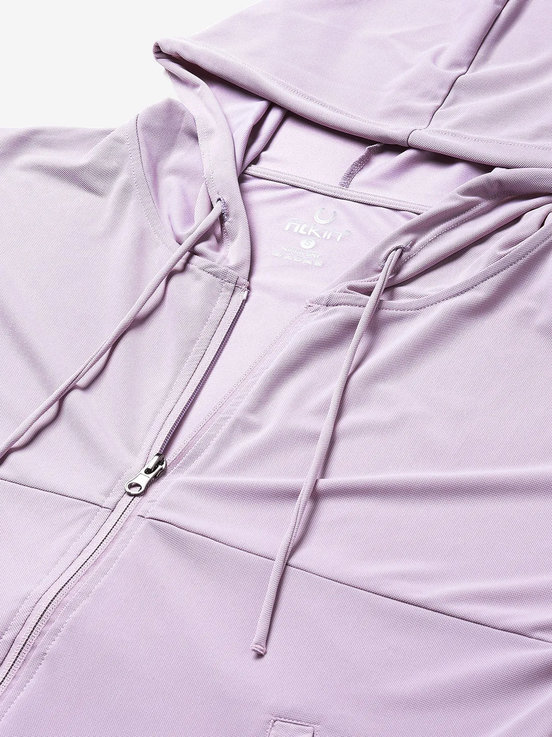 Women's Lavender Solid Hooded Front-Open Training Sweatshirt