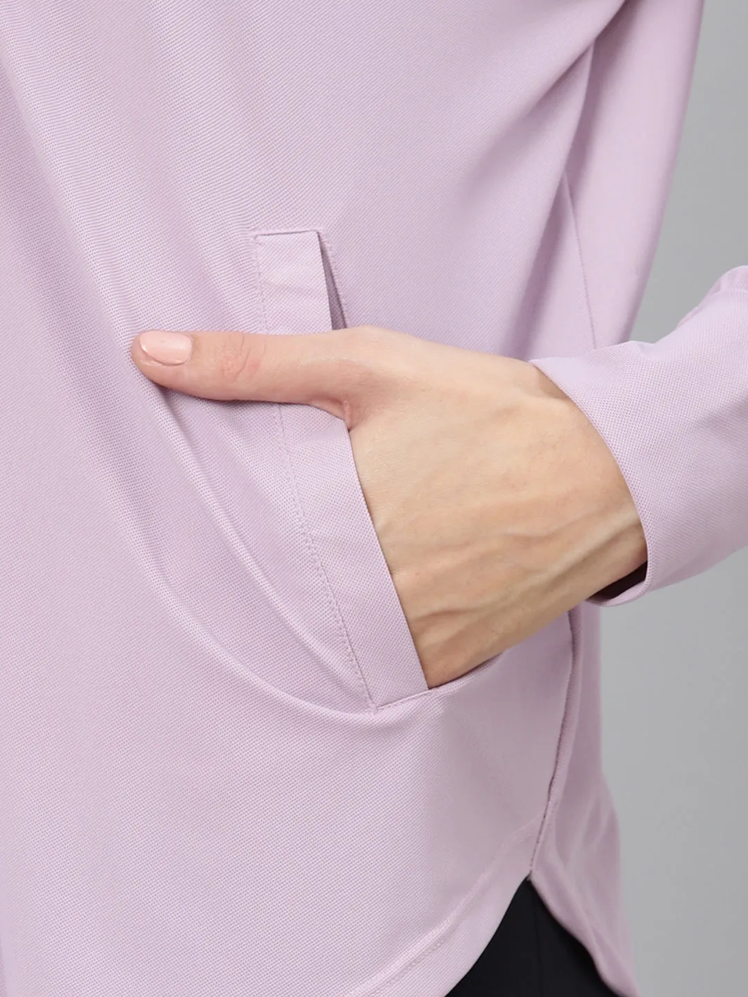 Women's Lavender Solid Hooded Front-Open Training Sweatshirt