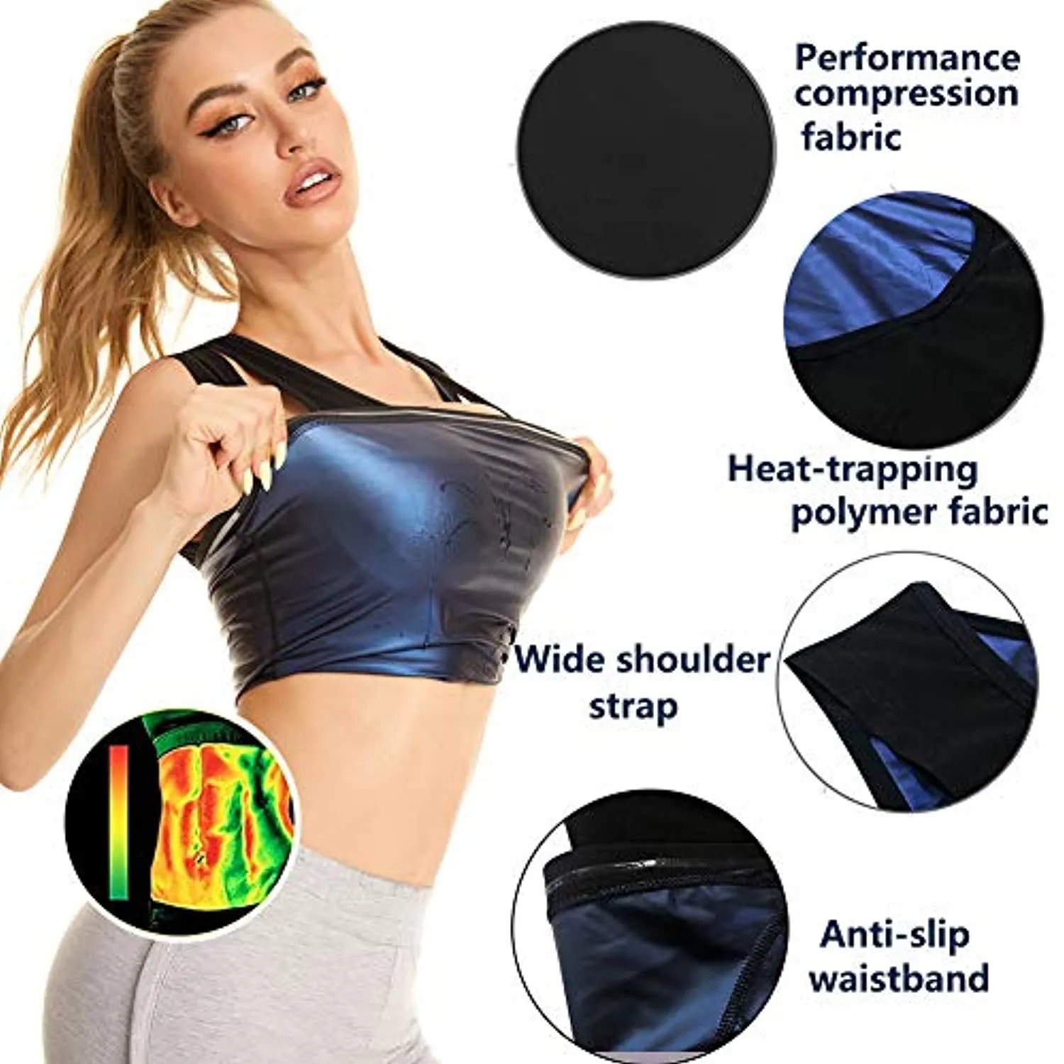 Women's Sauna Suit Waist Trimmer Polymer Sauna Belt Sweat Enhancing Body Shaper for Slimming Waist Trianer Workout Shapewear