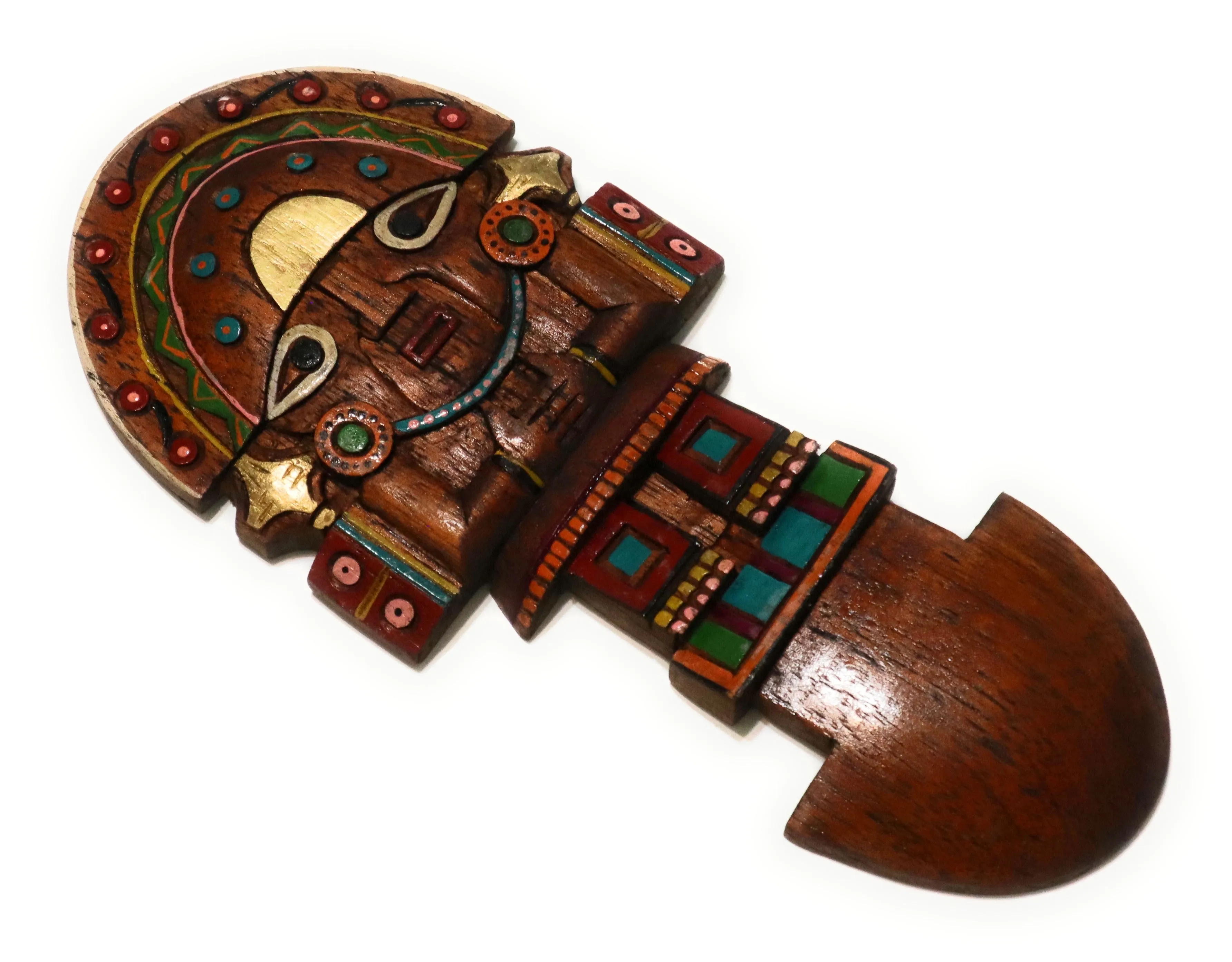 Wood Tumi Inca God Deity Peruvian Wall Hanging Ceremonial Axe, Good Luck Charm Amulet 11.90 Inch Tall