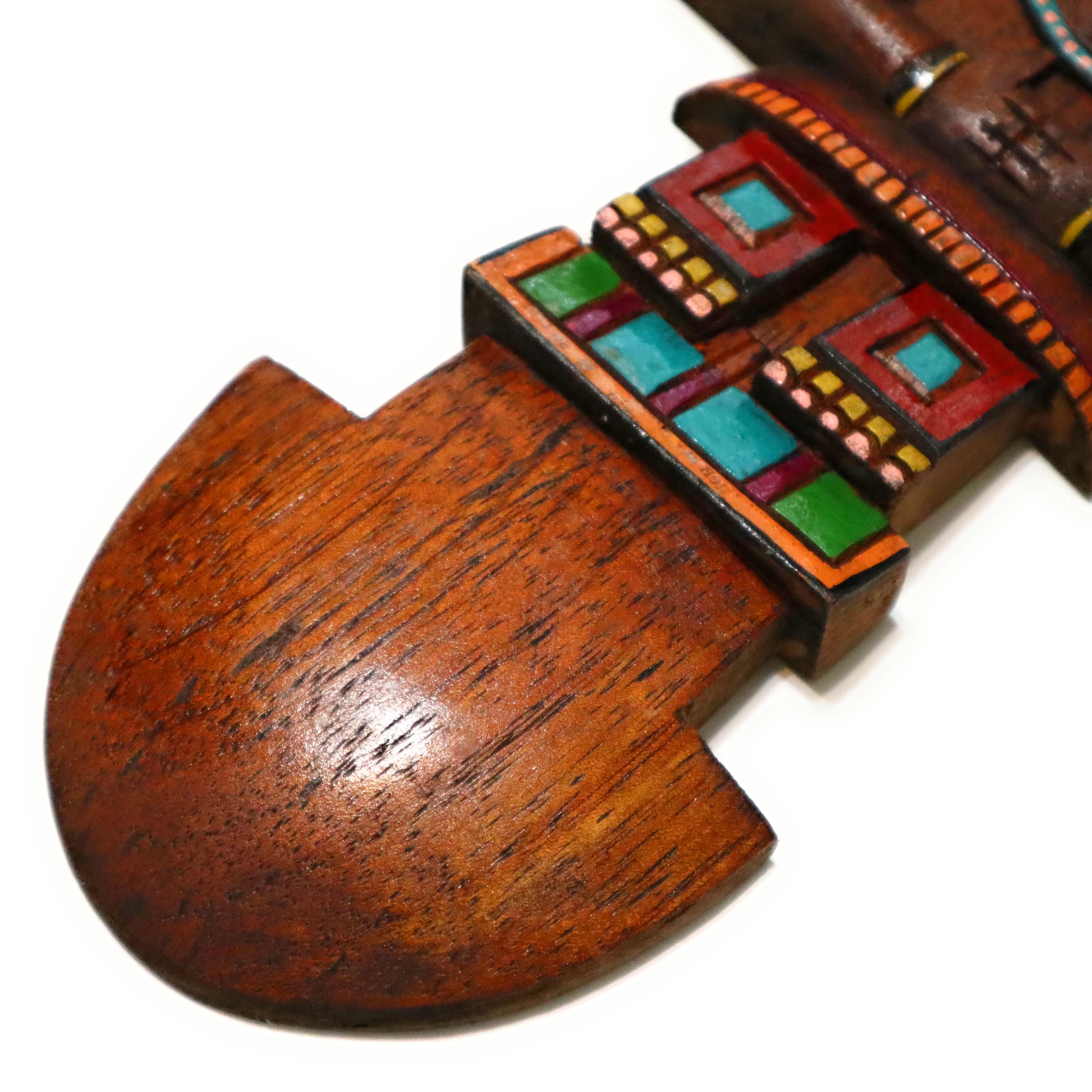 Wood Tumi Inca God Deity Peruvian Wall Hanging Ceremonial Axe, Good Luck Charm Amulet 11.90 Inch Tall