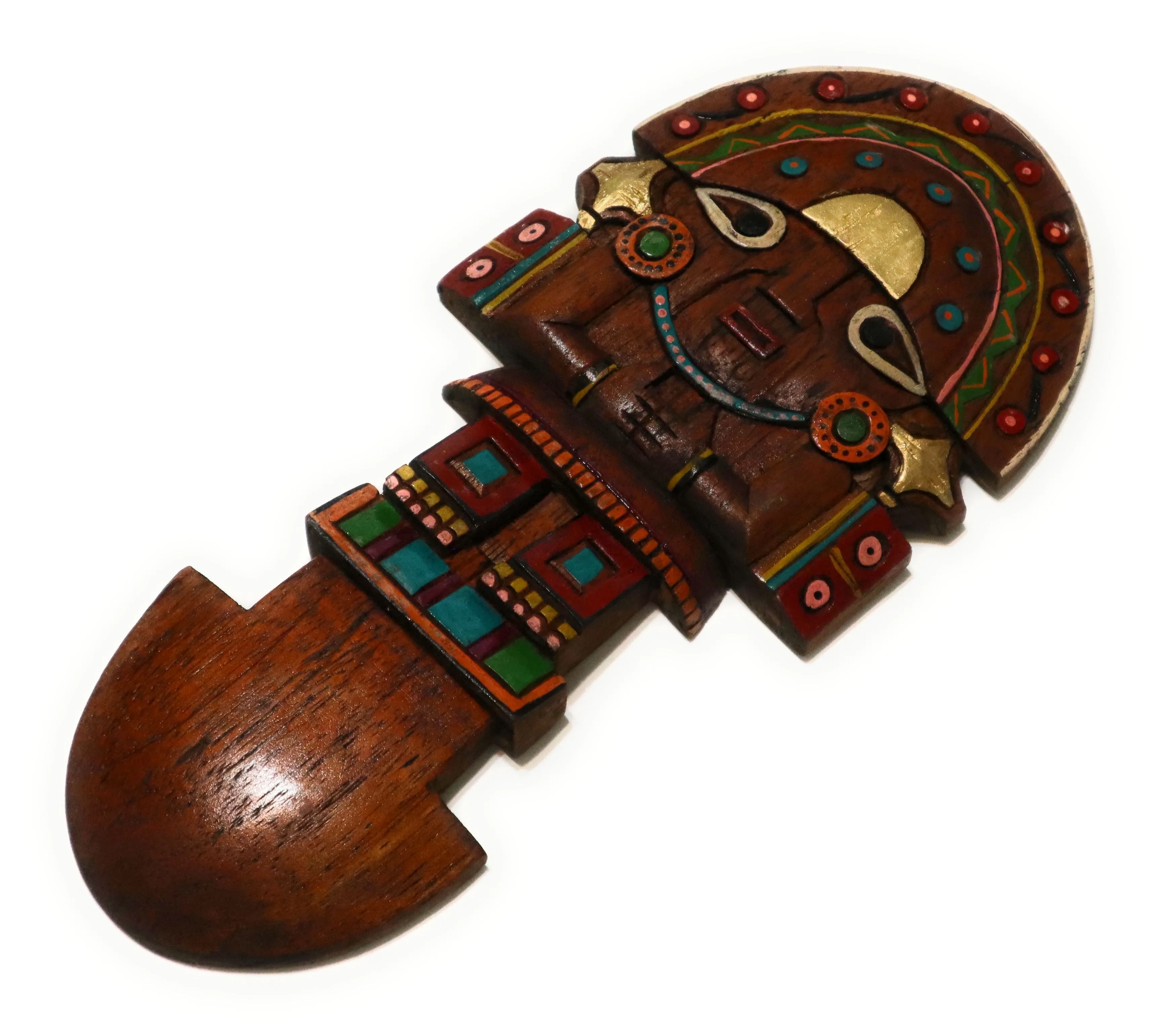 Wood Tumi Inca God Deity Peruvian Wall Hanging Ceremonial Axe, Good Luck Charm Amulet 11.90 Inch Tall