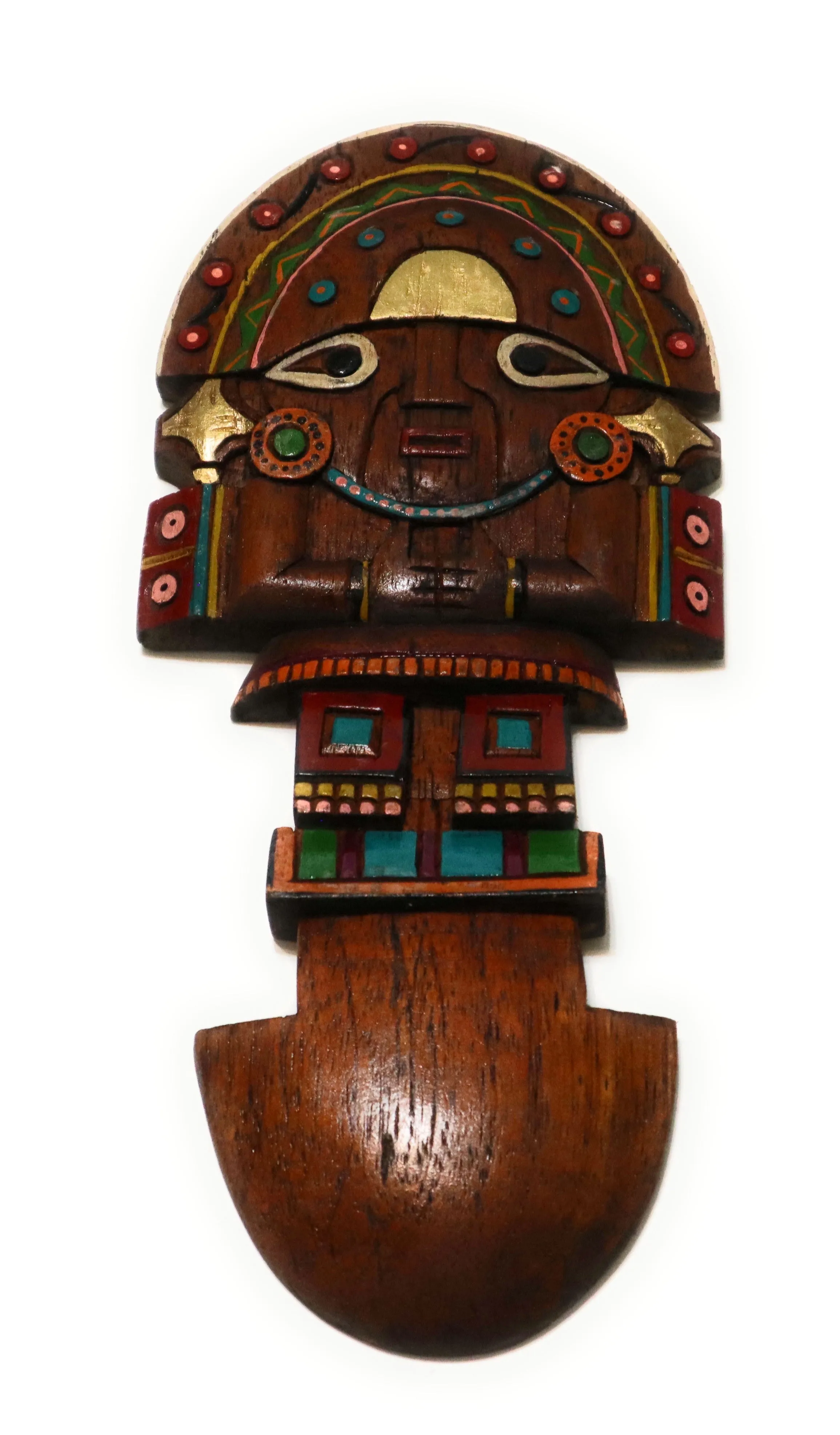Wood Tumi Inca God Deity Peruvian Wall Hanging Ceremonial Axe, Good Luck Charm Amulet 11.90 Inch Tall