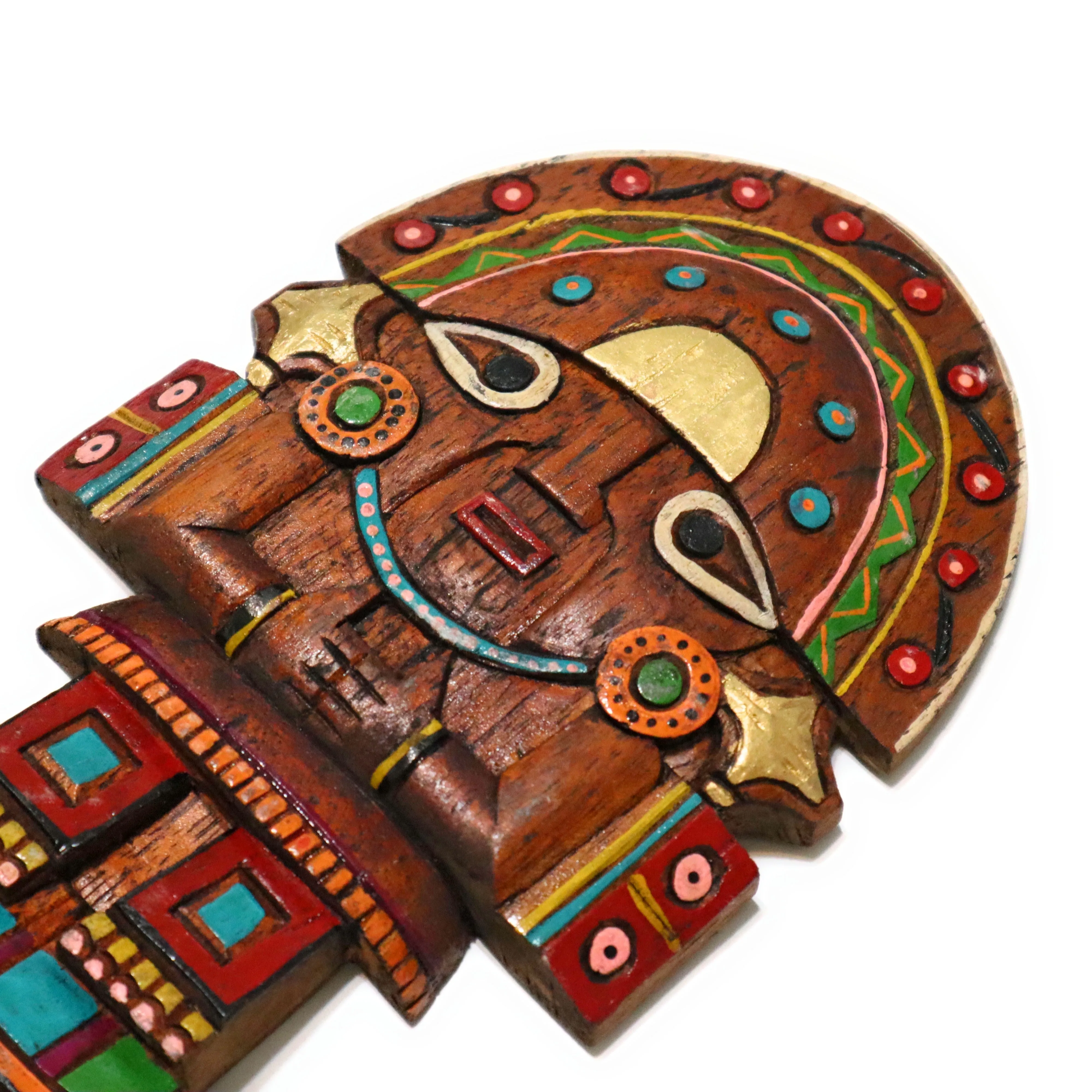 Wood Tumi Inca God Deity Peruvian Wall Hanging Ceremonial Axe, Good Luck Charm Amulet 11.90 Inch Tall