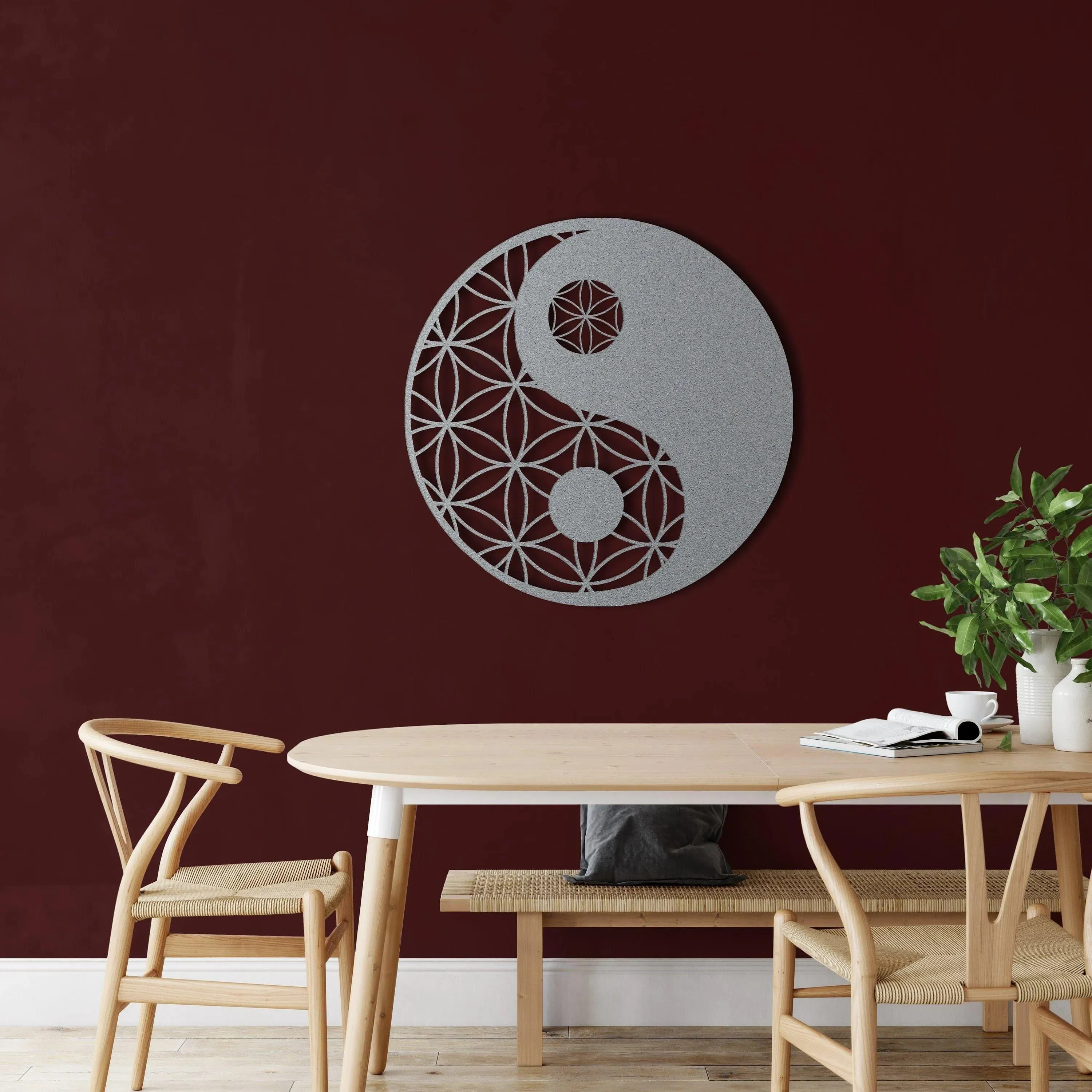 Zen Yin Yang Metal Wall Hanging Decor