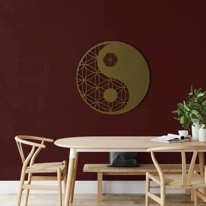 Zen Yin Yang Metal Wall Hanging Decor