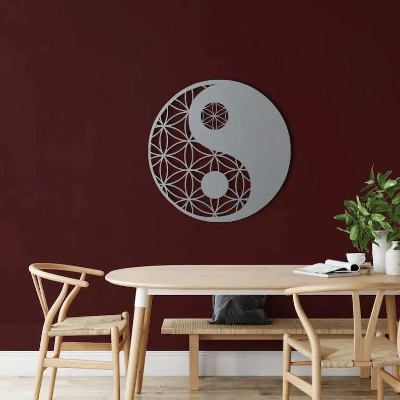 Zen Yin Yang Metal Wall Hanging Decor